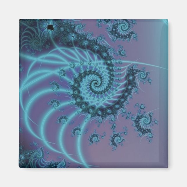 Aimant Escalier Spiral | Art fractal bleu et rose (Devant)