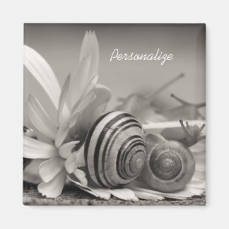 Aimant Escargots De Jardin Sur Fleur Faisée Avec Nom