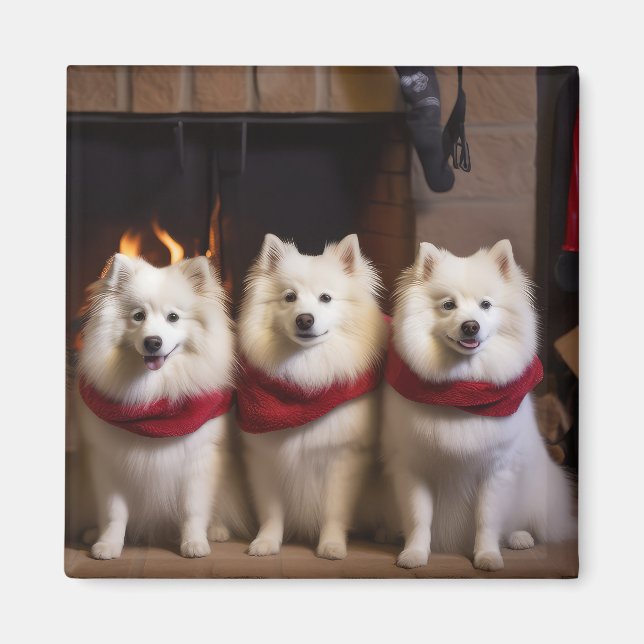 Aimant Eskimo Américain au coin du feu de Noël (Devant)