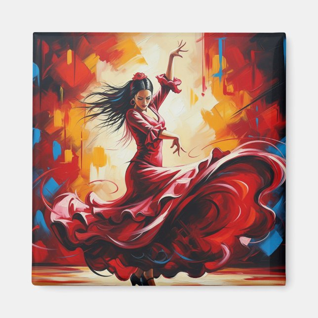 Aimant Espagne Danseuse flamenco colorée (Devant)