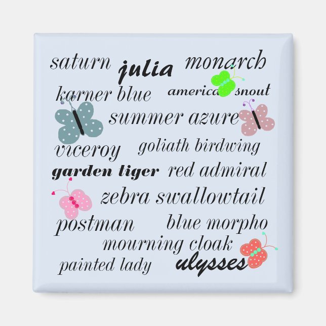 Aimant Espèces de papillons (Devant)