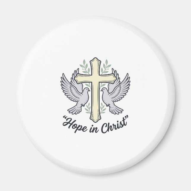 Aimant Espoir en Christ Colombe Croix Design Chrétien Vin (Devant)