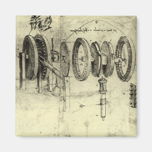 Aimant Esquisse technique de Leonardo da Vinci d'une roue