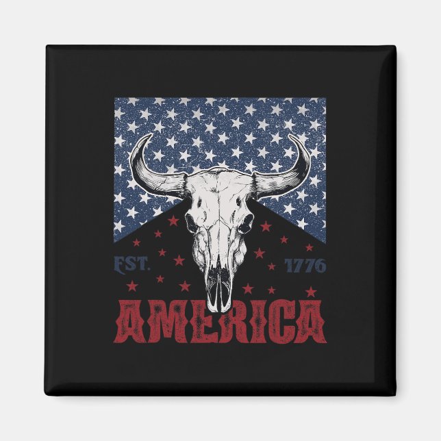 Aimant Est 1776 Crâne de vache 4 juillet drôle (Devant)