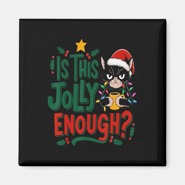 Aimant Est-Ce Que Ce Jolly Assez Chat Noir Joyeux Noël Tr (Devant)