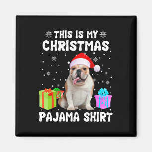 Aimant Est Mon Noël Français Chien Chien Chien Pyjama Chi