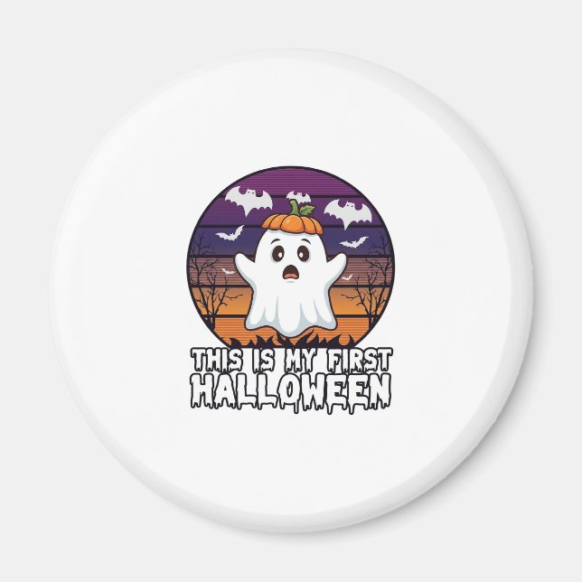 Aimant Est Premier Fantôme de Halloween Citrouille Chapea (Devant)