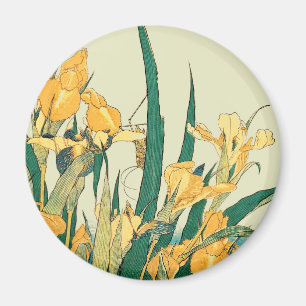 Aimant Estampe vintage Iris Sauterelle de Hokusai : Japon