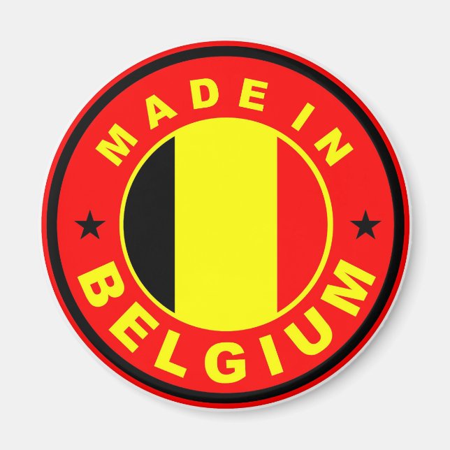 Aimant estampille étiquette du drapeau du pays de belgiqu (Devant)