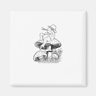 Aimant Esthétique Cottagecore Grenouille Sur Un Champigno