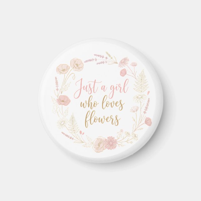 Aimant Esthétique Juste une fille qui aime les fleurs (Devant)