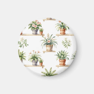 Aimant Étagère de plantes en pot à l'aquarelle