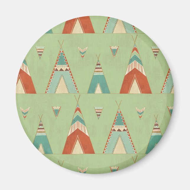 Aimant Étape Geo Sud-Ouest | Motif Teepee vert (Devant)