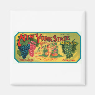 Aimant État de New York Seneca Lake Grappes Vintage Crat