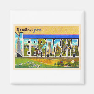 Aimant État du Nebraska NE Vintage Grande lettre carte p