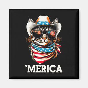 Aimant États-Unis d'Amérique Chat 4 juillet Hommes Femmes