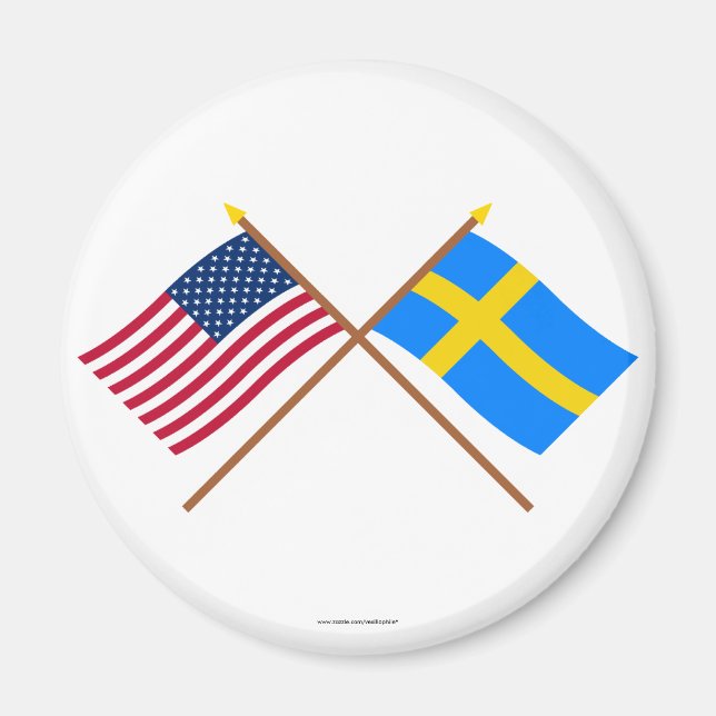 Aimant États-Unis et Suède Drapeaux croisés (Devant)