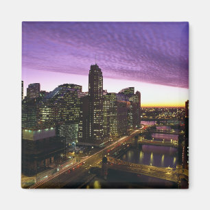 Aimant États-Unis, IL, Chicago. Horizon et rivière de Chi