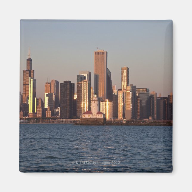 Aimant États-Unis, Illinois, Chicago, City skyline au-des (Devant)