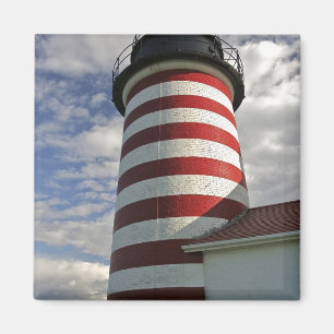 Aimant États-Unis, Maine, Lubec. Phare de West Quoddy Hea