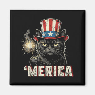Aimant États-Unis Merica Chat 4 juillet Hommes Femmes Enf