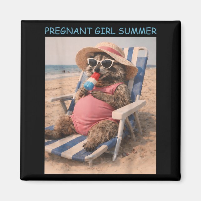 Aimant Été de fille enceinte Annonce de bébé drôle (Devant)