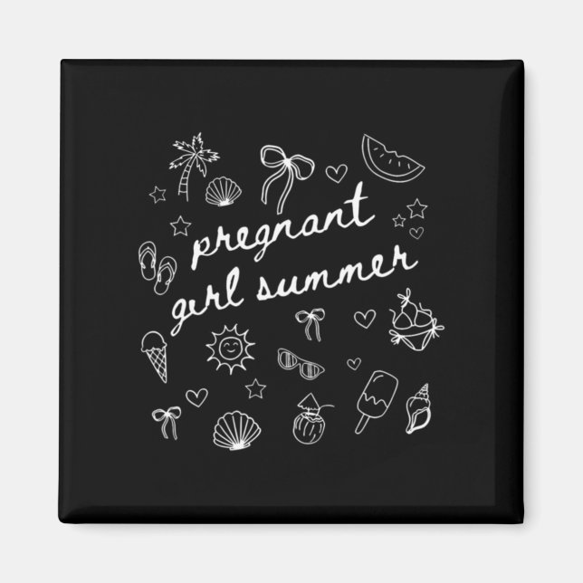 Aimant Été de fille enceinte drôle bébé annonce T (Devant)