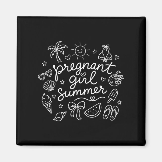 Aimant Été de fille enceinte drôle de maternité vacances (Devant)
