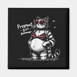 Aimant Été Fille Enceinte Annonce Bébé Drôle Chat