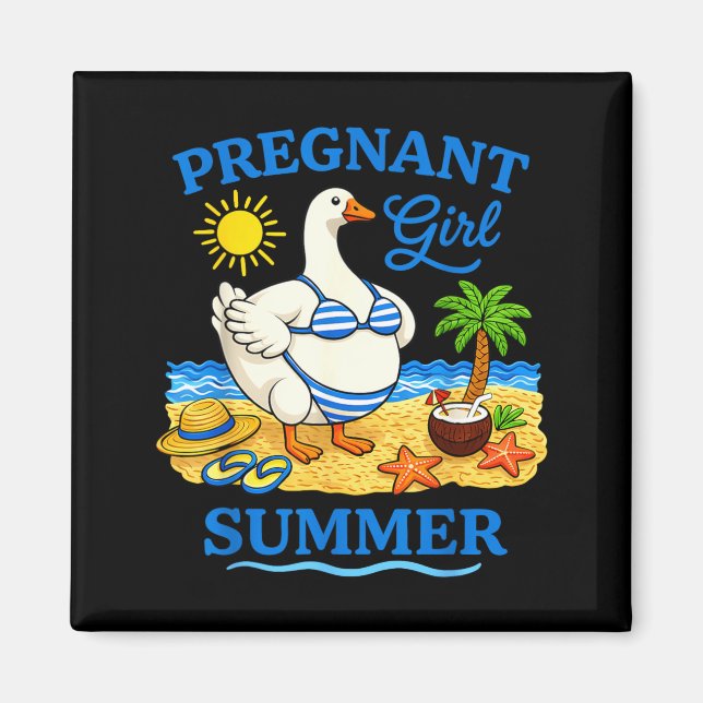 Aimant Été Fille Enceinte Drôle Oie Plage Future Maman (Devant)
