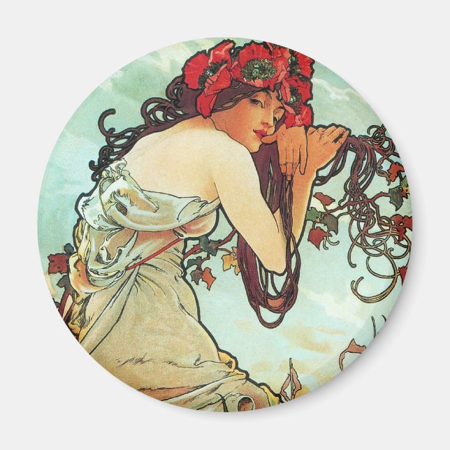 Aimant Été, Les Saisons, Mucha (Devant)