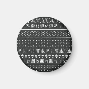 Aimant Ethnie tribale : motif noir blanc.