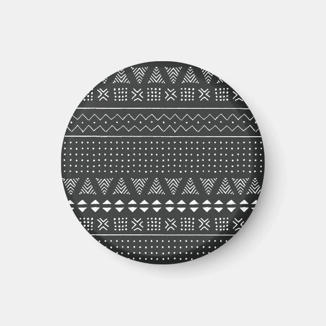 Aimant Ethnie tribale : motif noir blanc. (Devant)