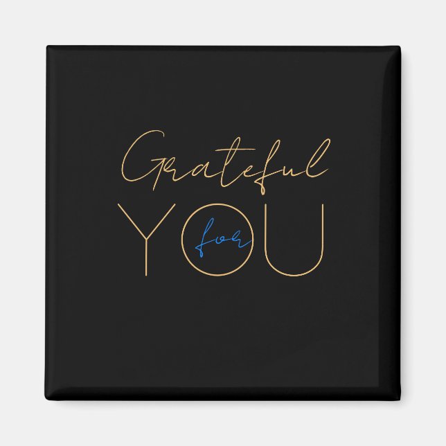Aimant 💖 étiquette cadeau "Grateful for You" | Noir mode (Devant)