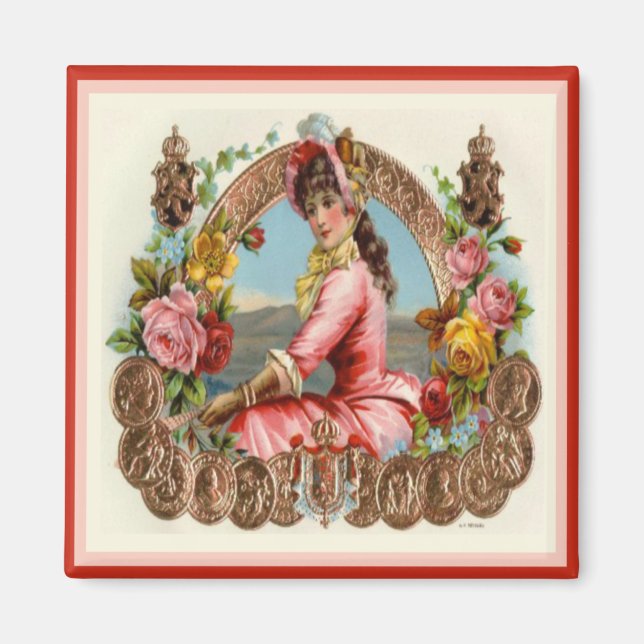 Aimant Étiquette de boîte à cigares vintage (Devant)