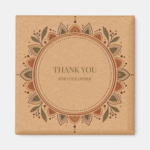 Aimant Étiquette de boîte cadeau carrée Boho en papier kr