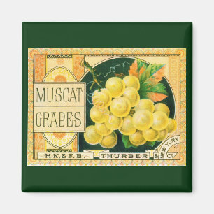Aimant Étiquette de caisse de fruits vintage, raisins Mus
