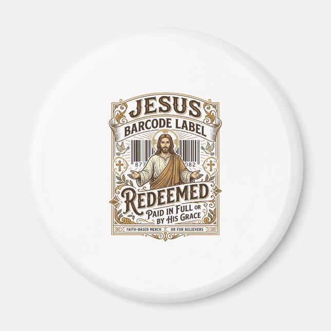 Aimant Étiquette de code-barres Jésus Rédimé Jésus Code-b (Devant)