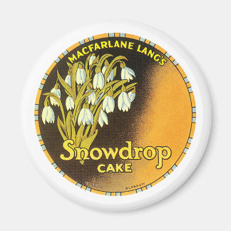 Aimant Étiquette de gâteau vintage Snowdrop