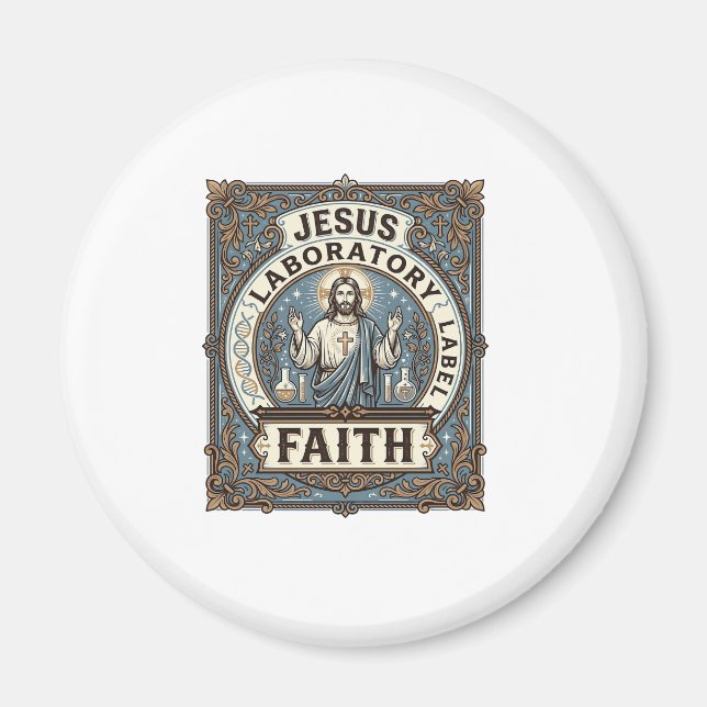Aimant étiquette de laboratoire Jésus Foi étiquette de la (Devant)