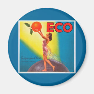 Aimant Étiquette orange vintage d'Eco