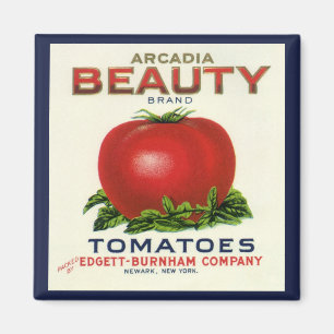 Aimant Étiquette vintage de fruit, Arcadia Beauté Tomates