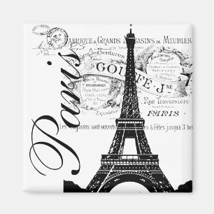 Aimant Étiquette vintage de Paris et de Tour Eiffel