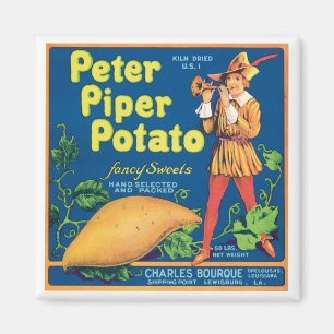 Aimant Étiquette vintage de produit alimentaire de patat