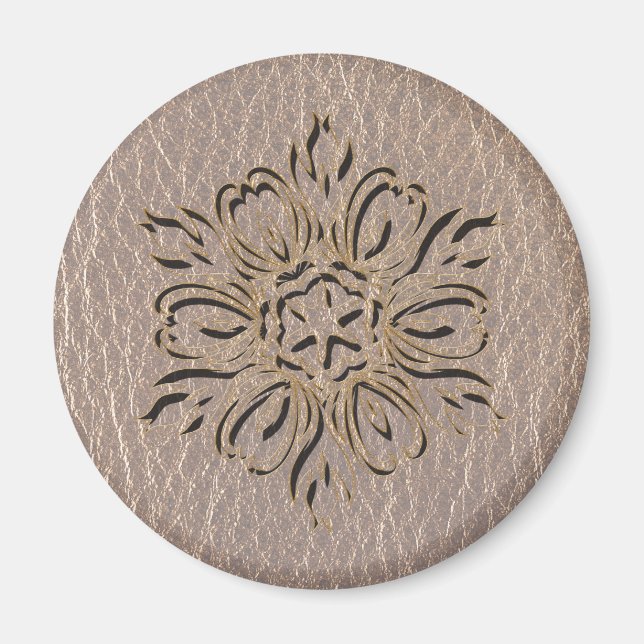 Aimant Étoile à fleurs en cuir souple (Devant)