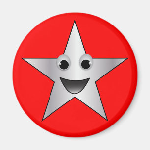 Aimant Étoile argentée avec le visage de sourire