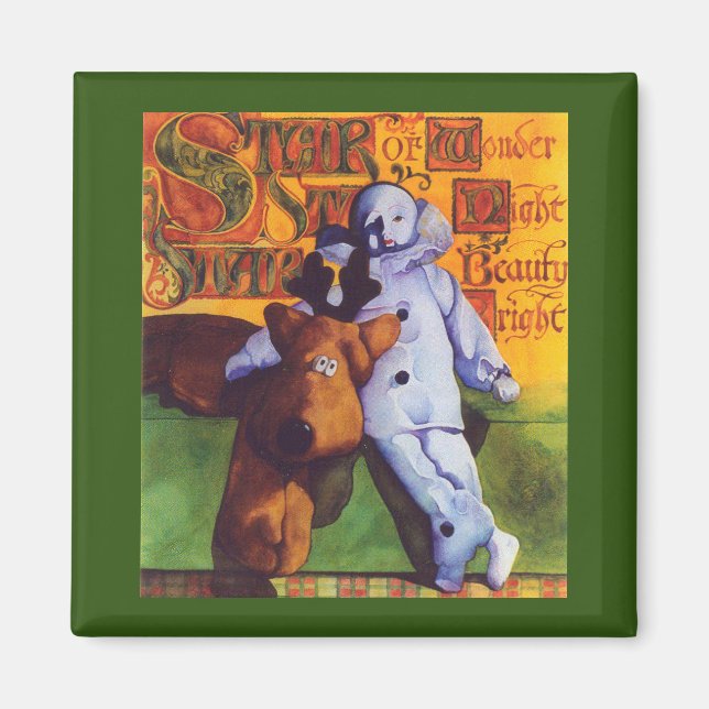 Aimant ÉTOILE DE MERVEILLEUSE Carré / Vert (Devant)