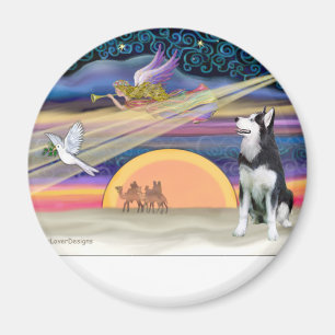 Aimant Étoile de Noël - Husky sibérien 1
