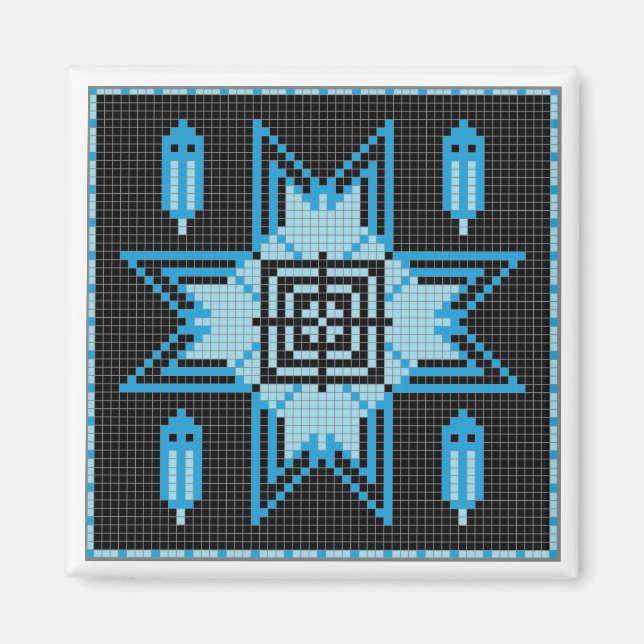 Aimant Etoile De Nuit & Plumes En Bleu. (Devant)