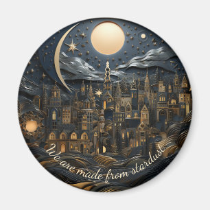 Aimant Étoile nuit sur le paysage urbain 1 de 3 ronde